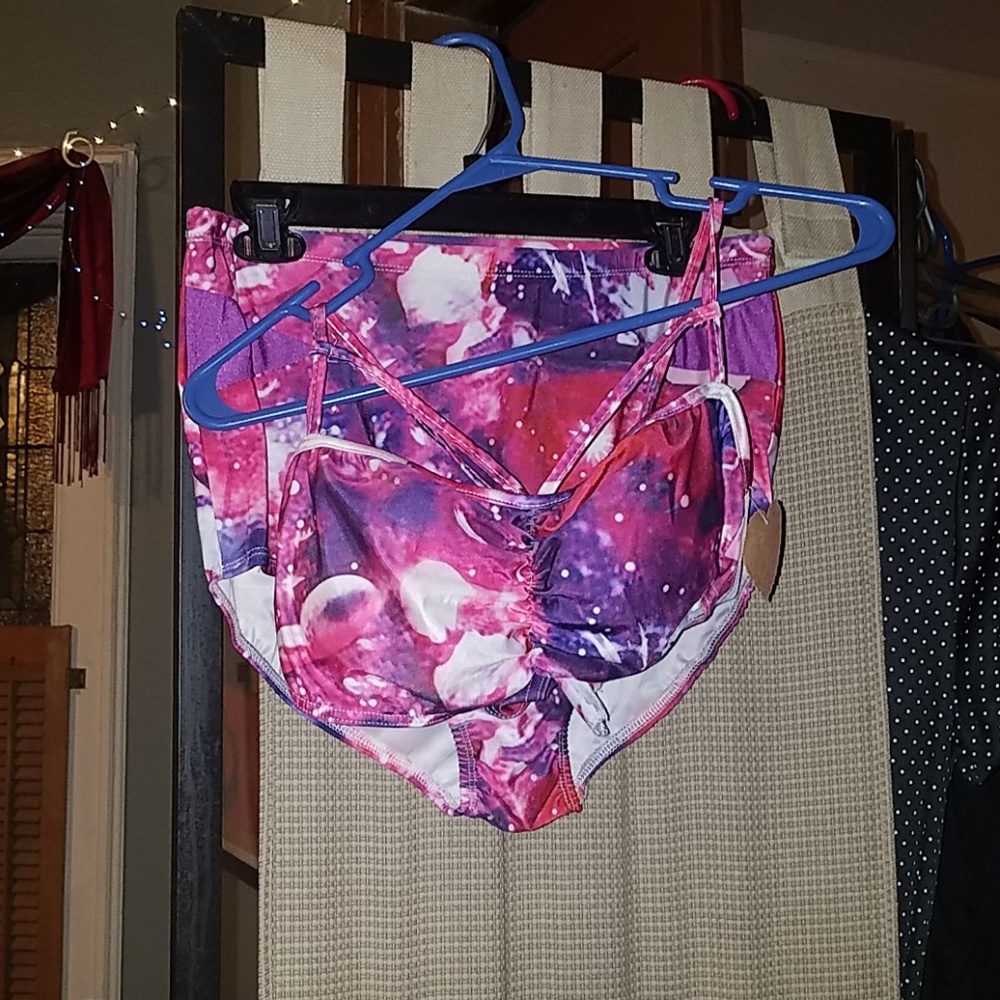 Galaxy print two piece bikini XXL nwt